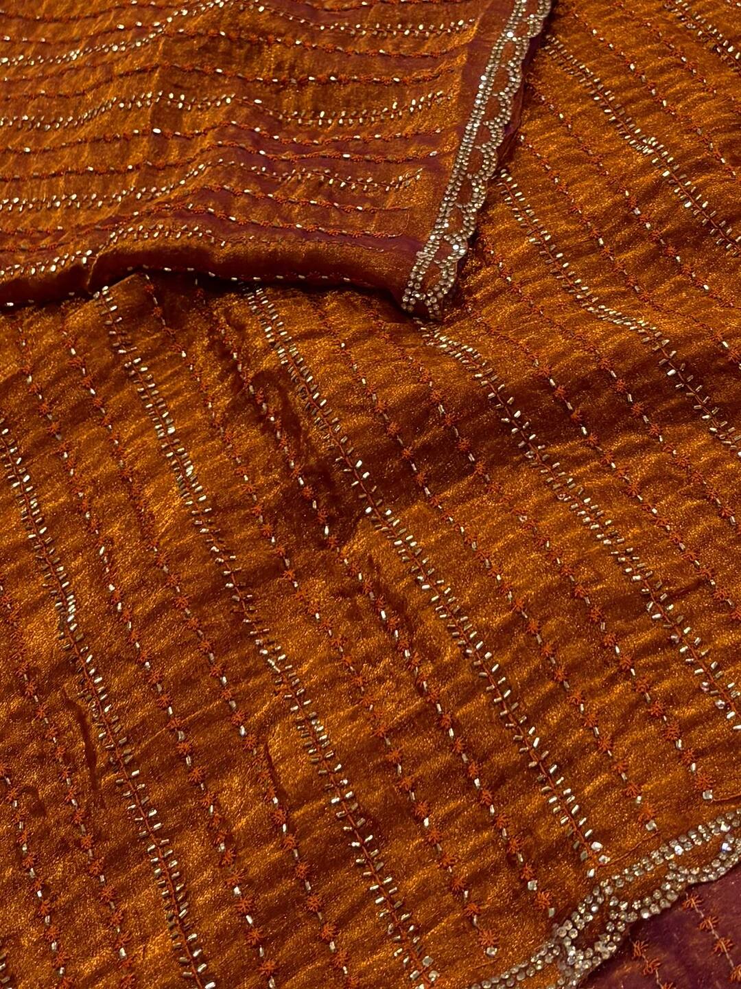 Golden Brown Georgette Saree