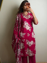 Hot Pink 3pc Kurti Suit