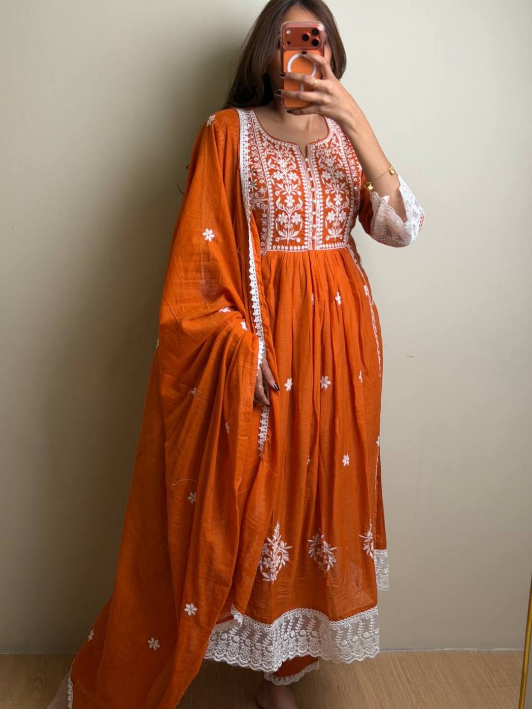 Orange 3pc Kurti Suit