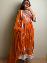 Orange 3pc Kurti Suit