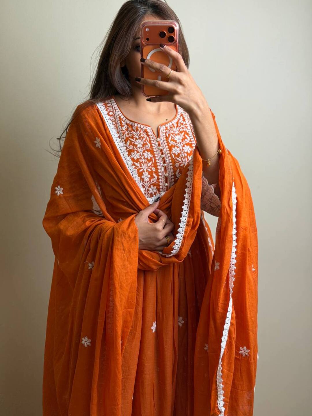 Orange 3pc Kurti Suit
