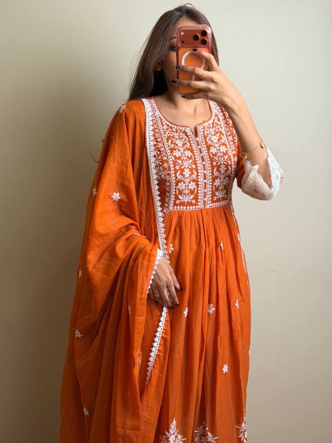 Orange 3pc Kurti Suit