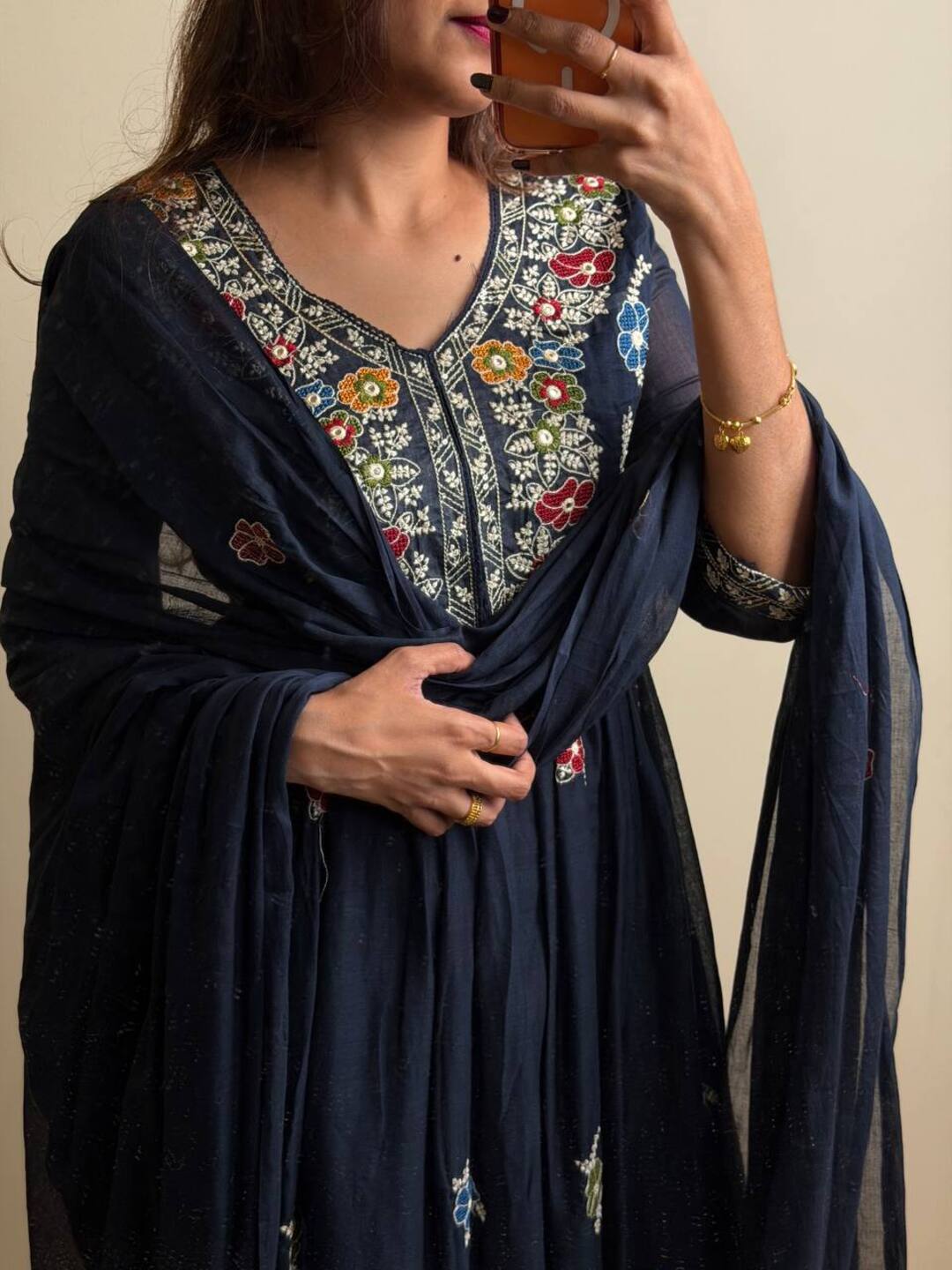 Navy Blue 3pc Kurti Suit