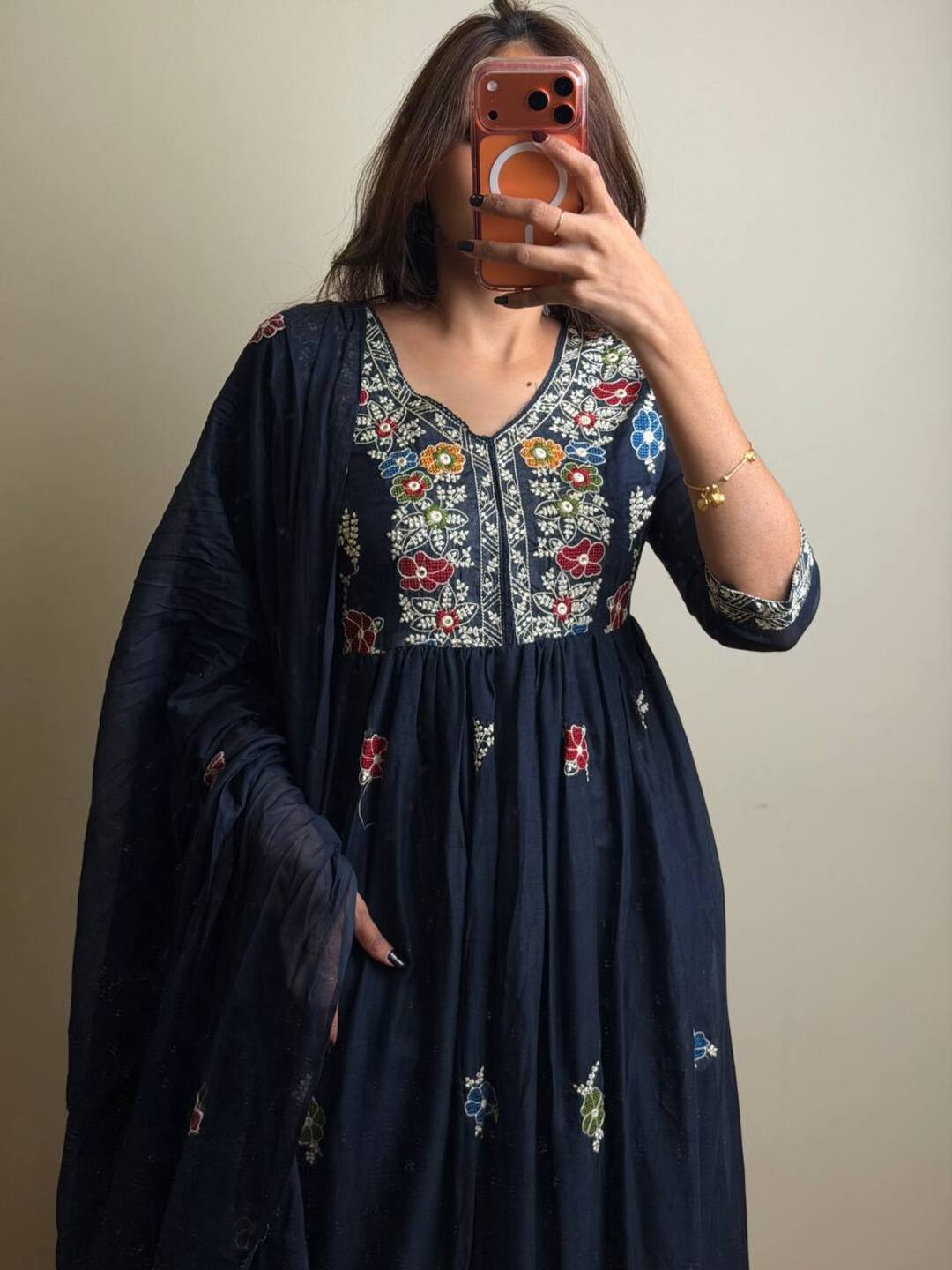 Navy Blue 3pc Kurti Suit