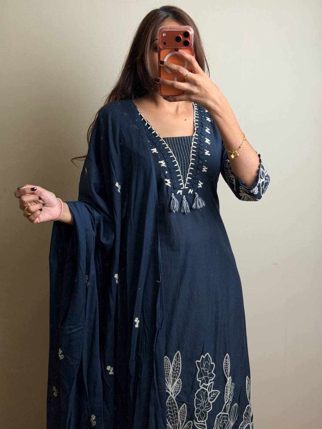 Navy Blue 3pc Kurti Suit