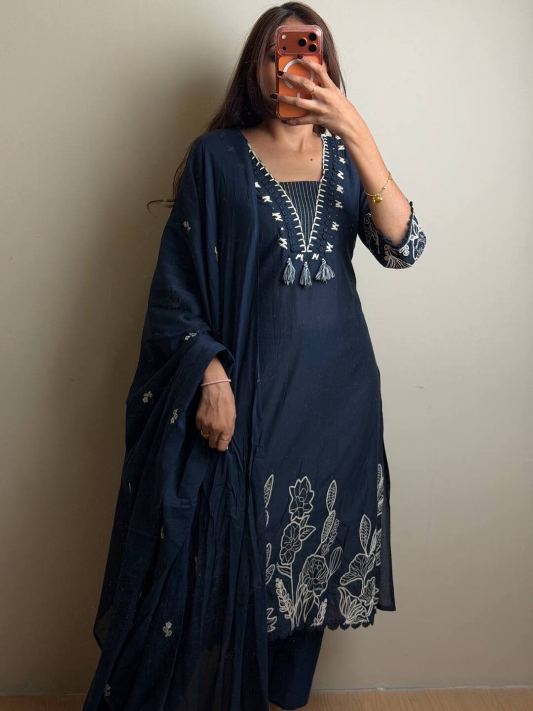 Navy Blue 3pc Kurti Suit
