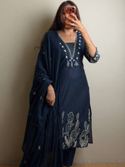 Navy Blue 3pc Kurti Suit