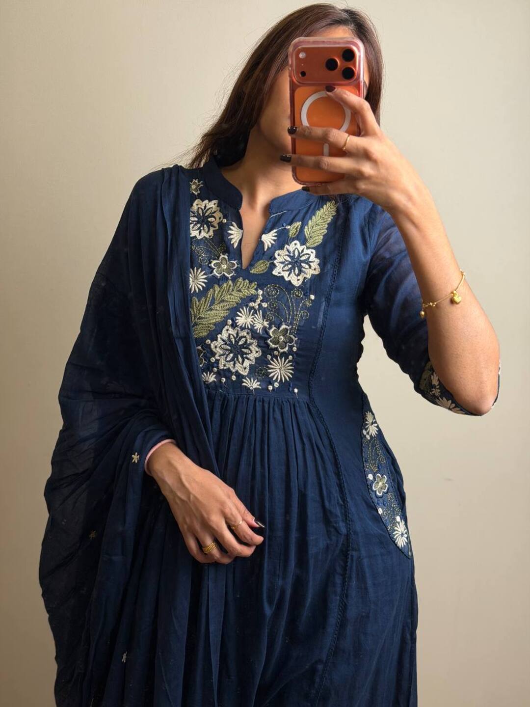 Navy Blue 3pc Kurti Suit