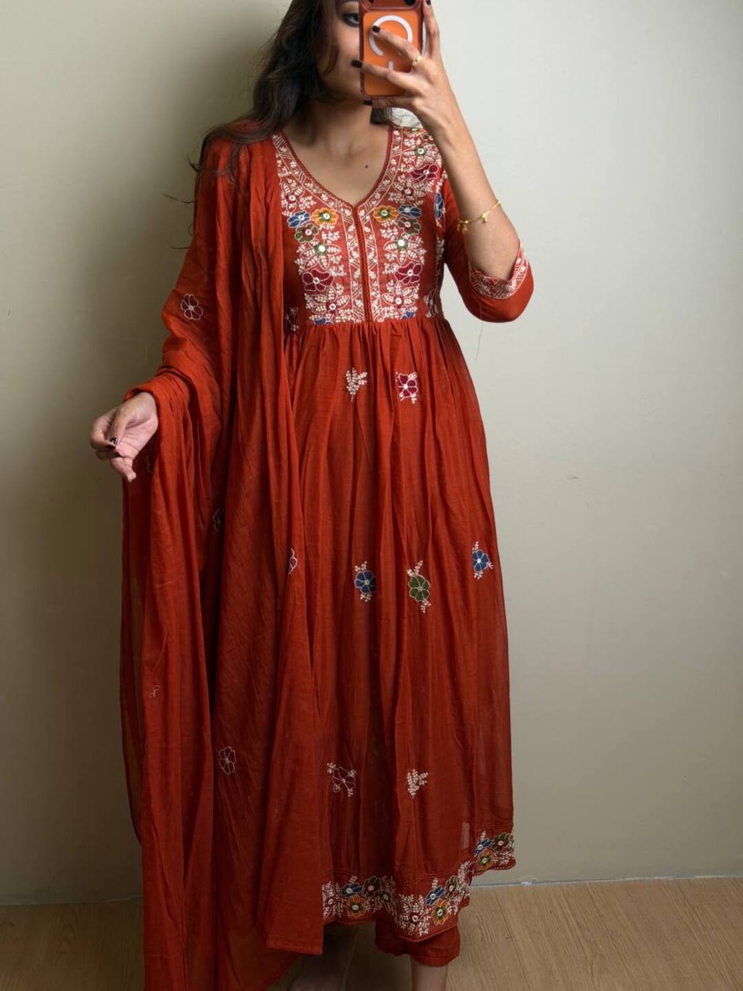 Burnt Orange 3pc Kurti Suit