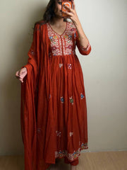Burnt Orange 3pc Kurti Suit