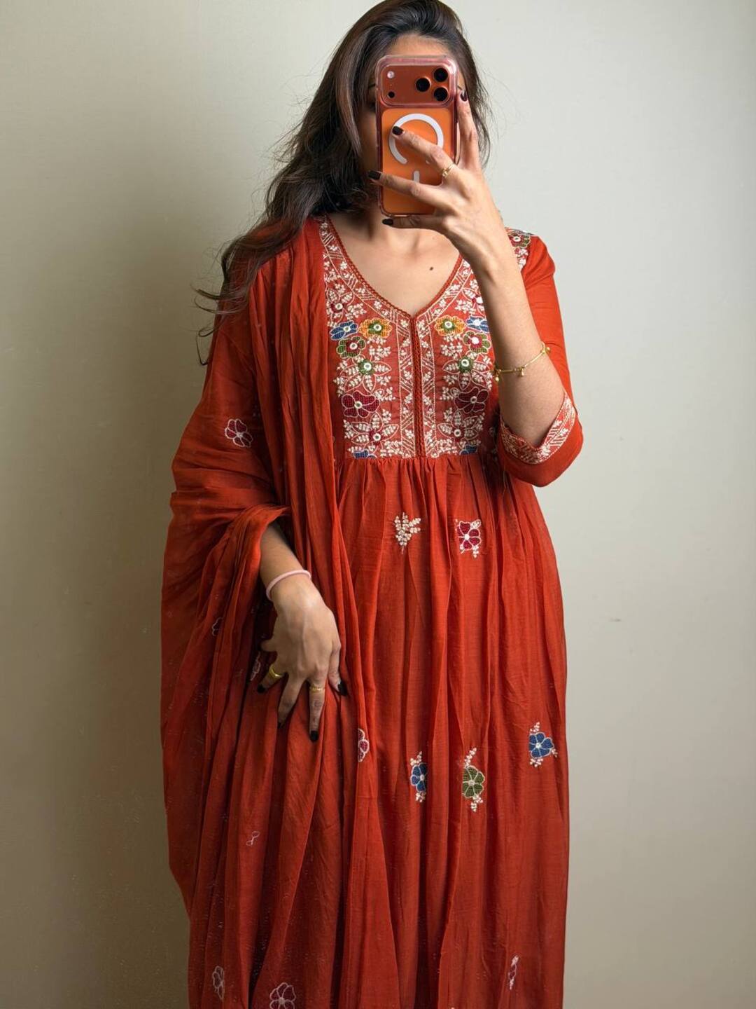 Burnt Orange 3pc Kurti Suit