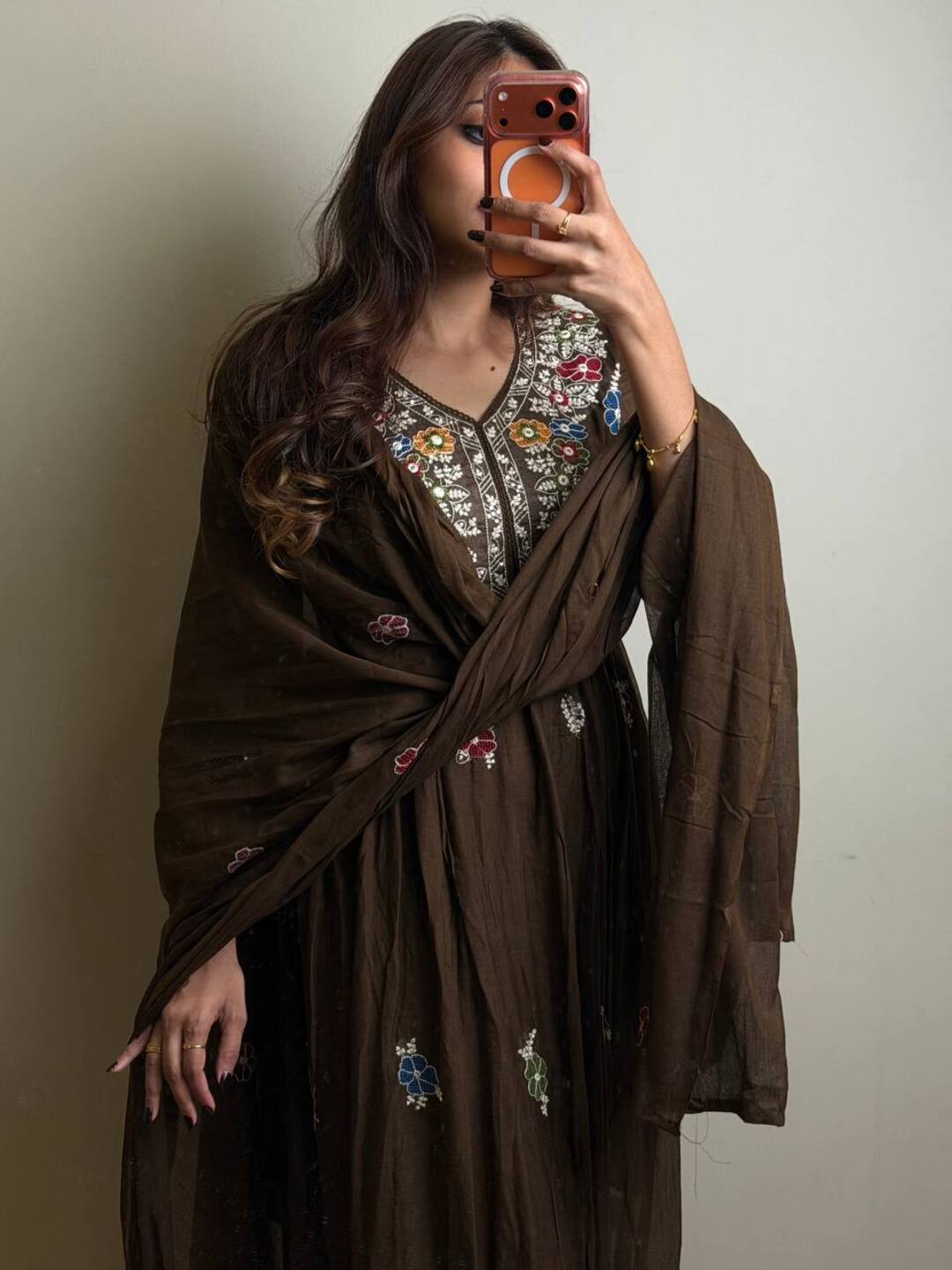 Deep Brown 3pc Kurti Suit