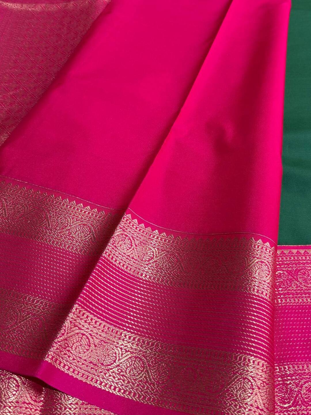 Emerald Green Semi Kanchi Silk Saree