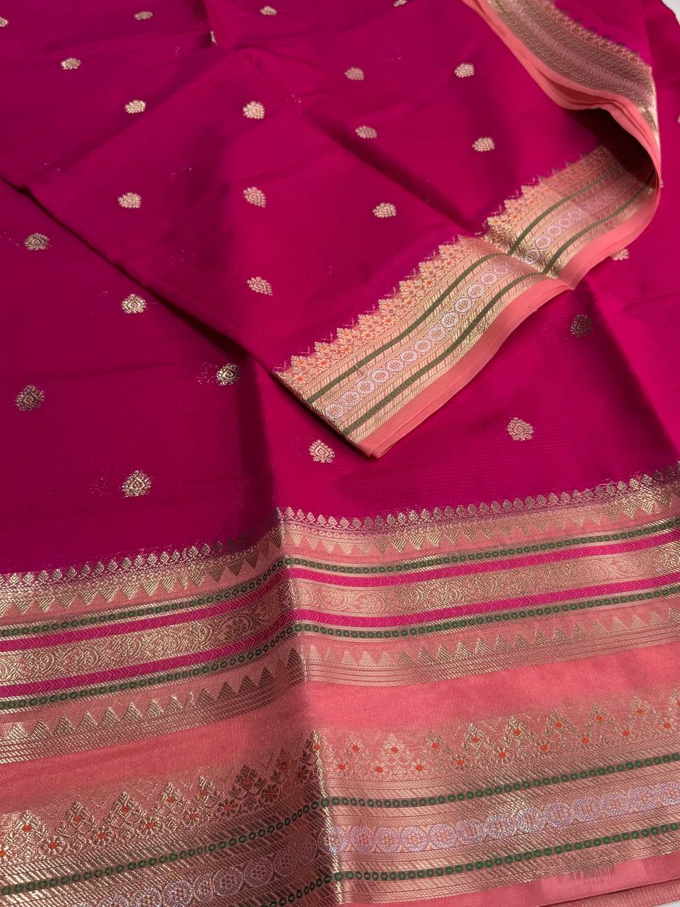 Hot Pink Banaras Cotton Soft Saree