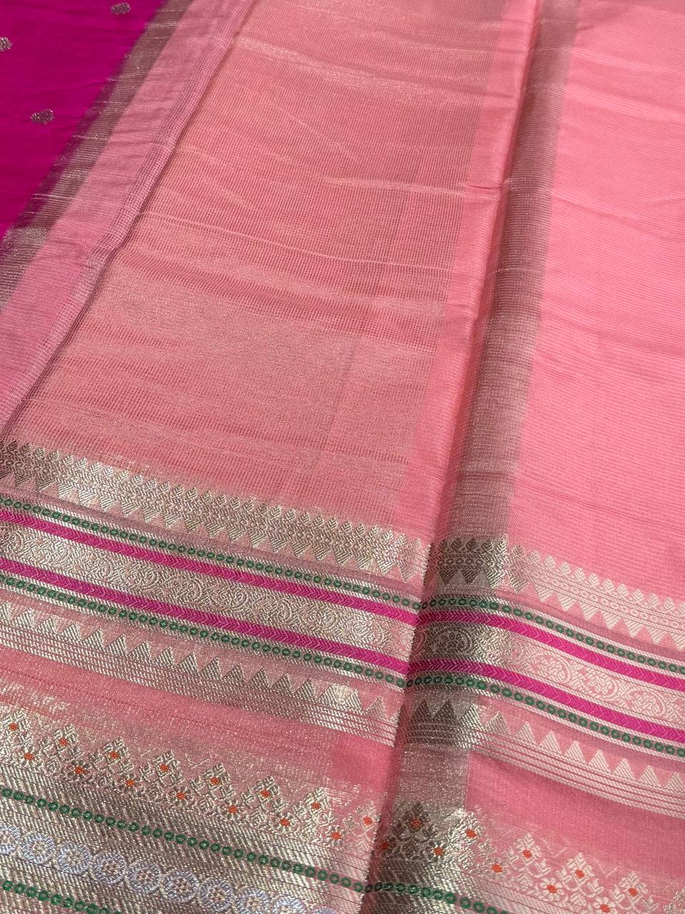 Hot Pink Banaras Cotton Soft Saree