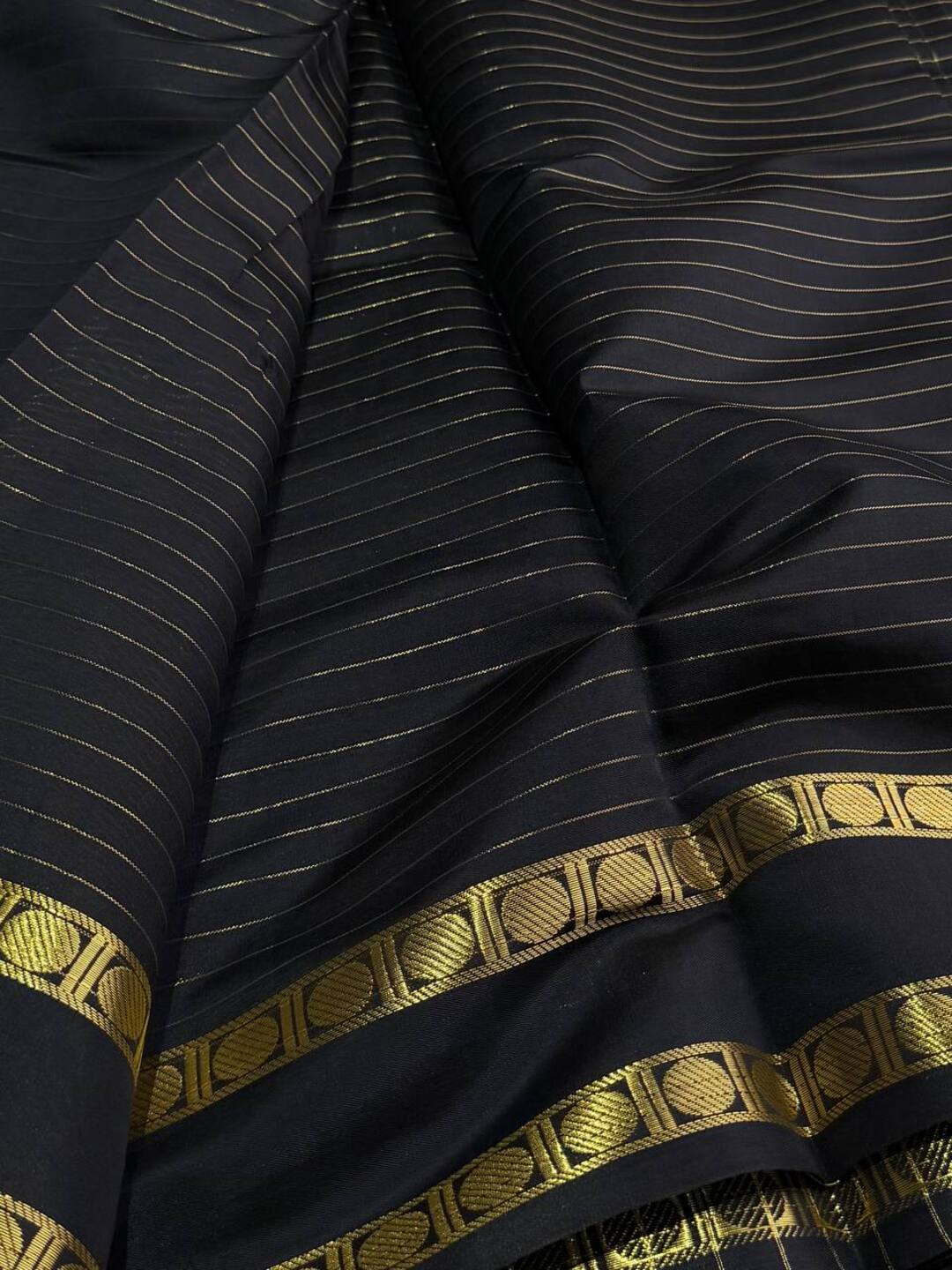 Black Checked Cotton Silk Saree
