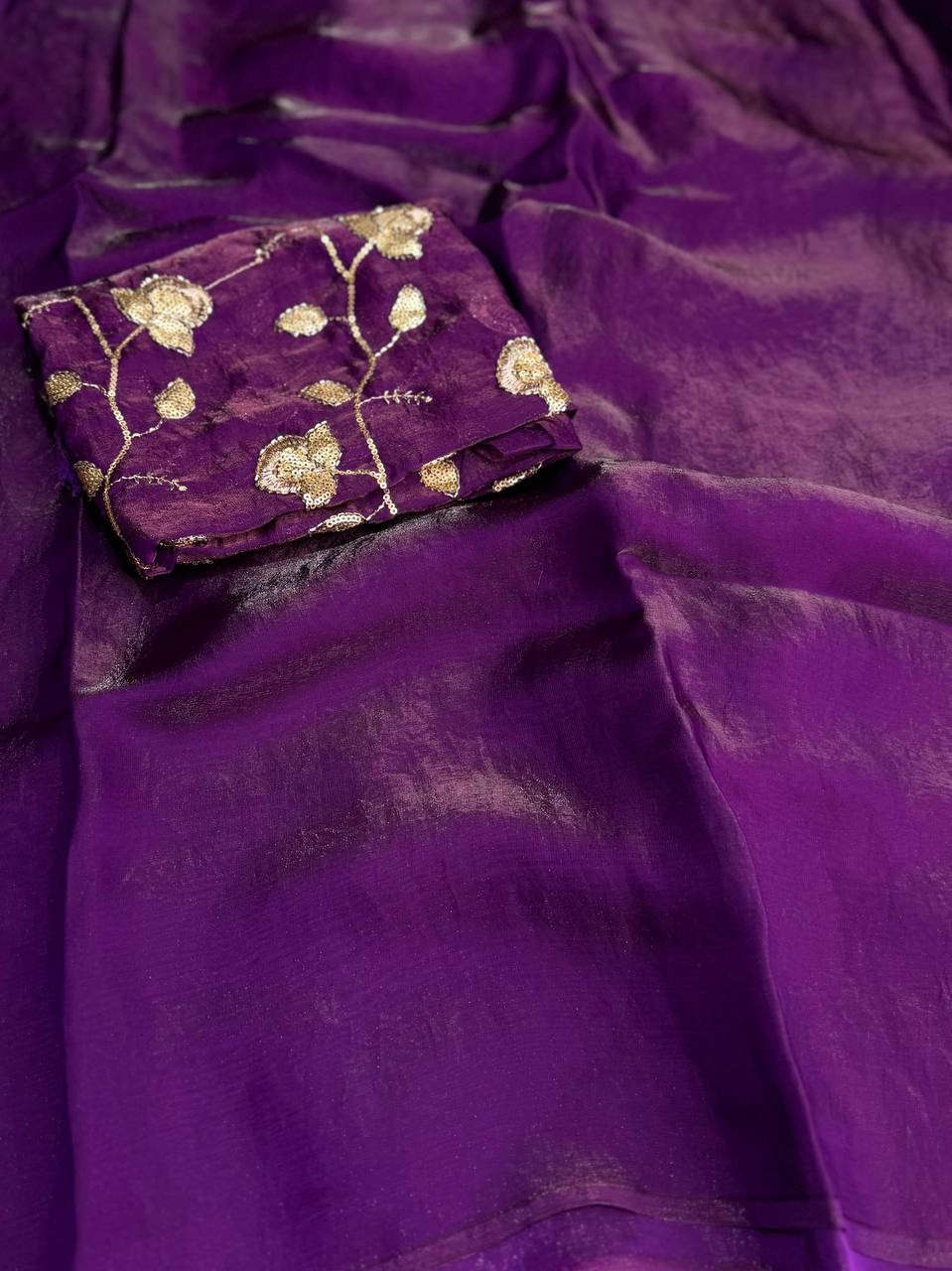 Violet Purple Georgette Silk Saree