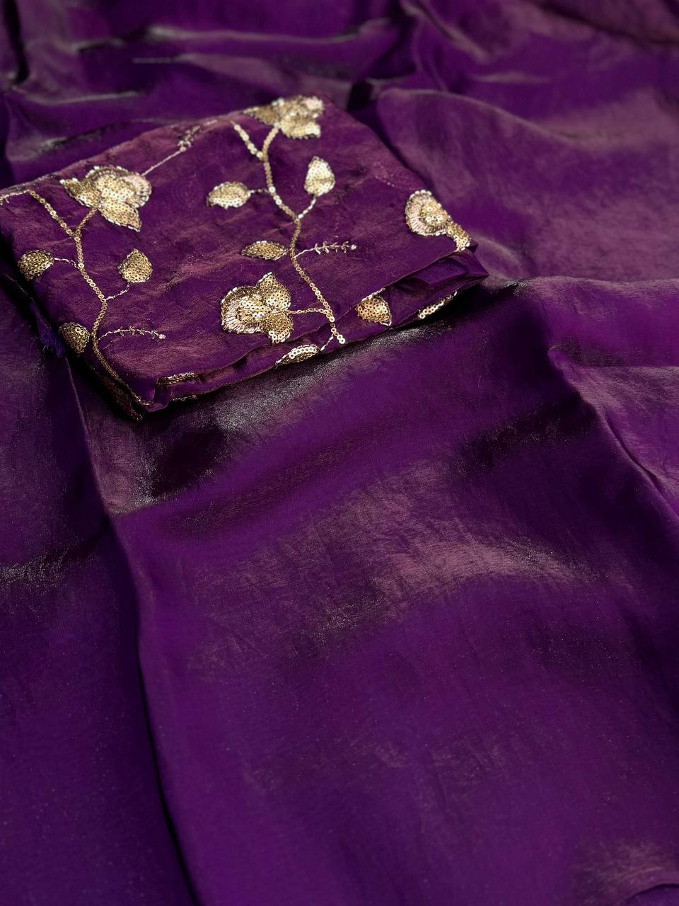 Violet Purple Georgette Silk Saree