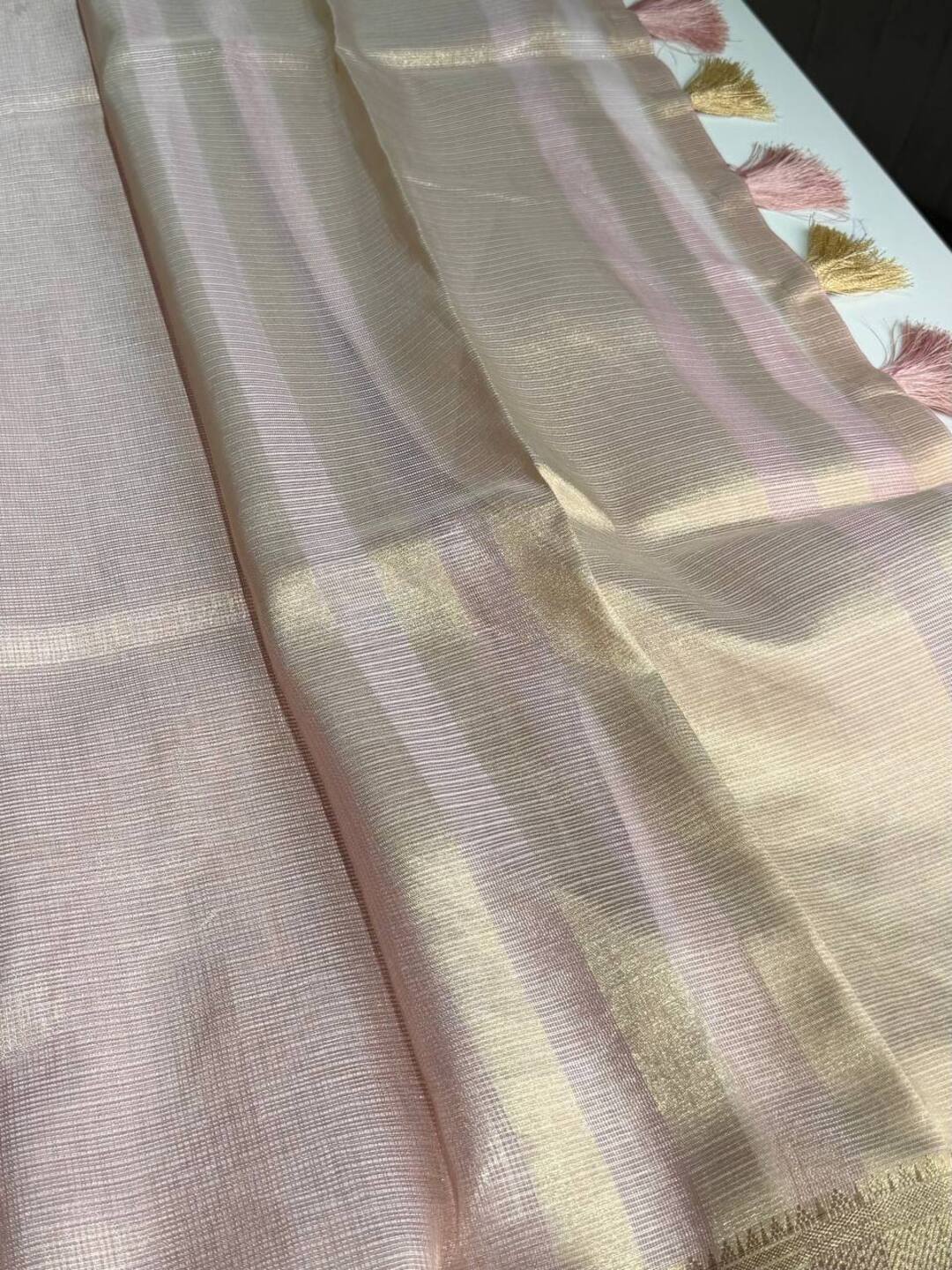 Pastel Pink Tissue Cotton Silk Saree