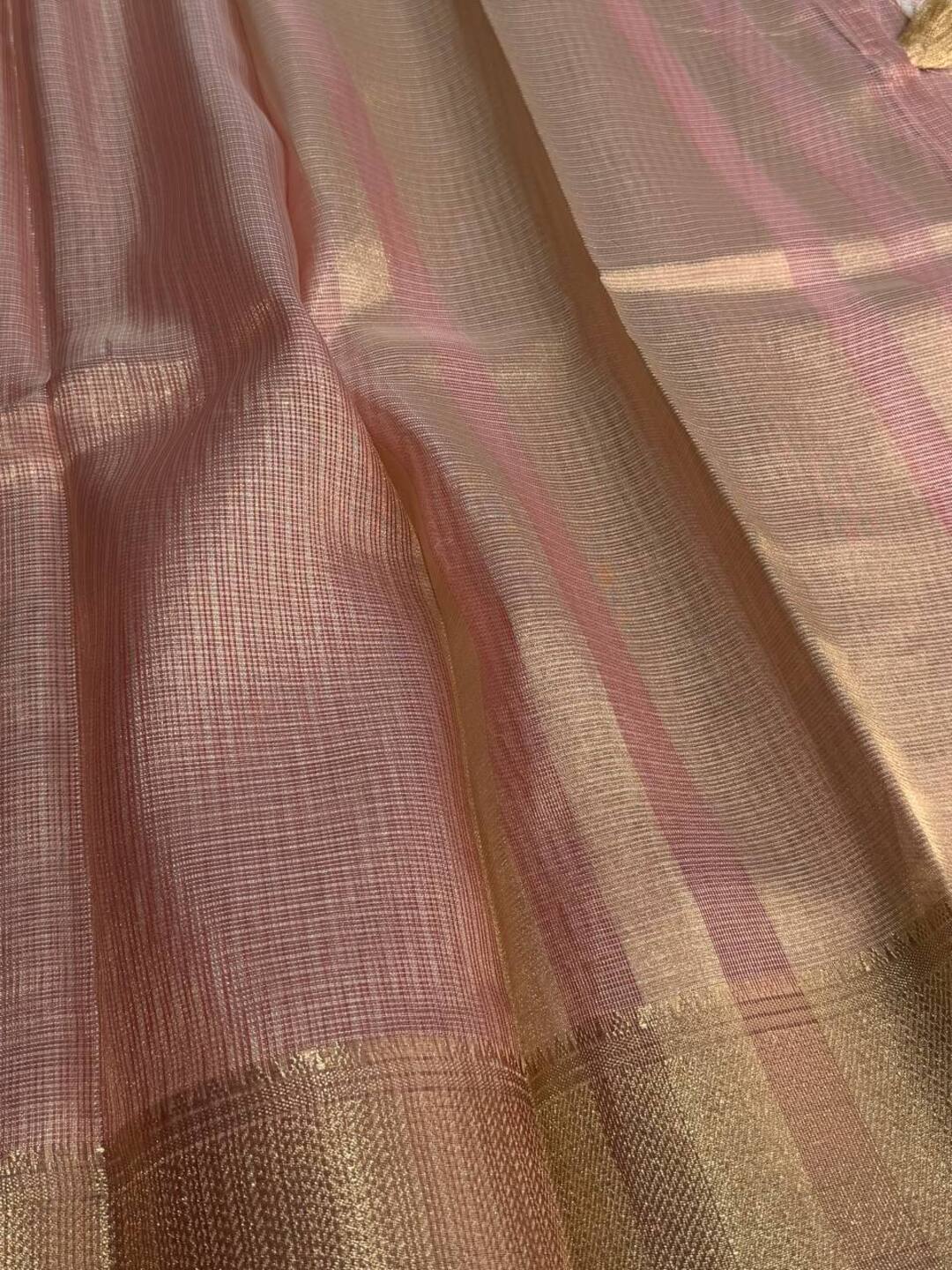 Rose Gold Tissue Cotton Silk Saree