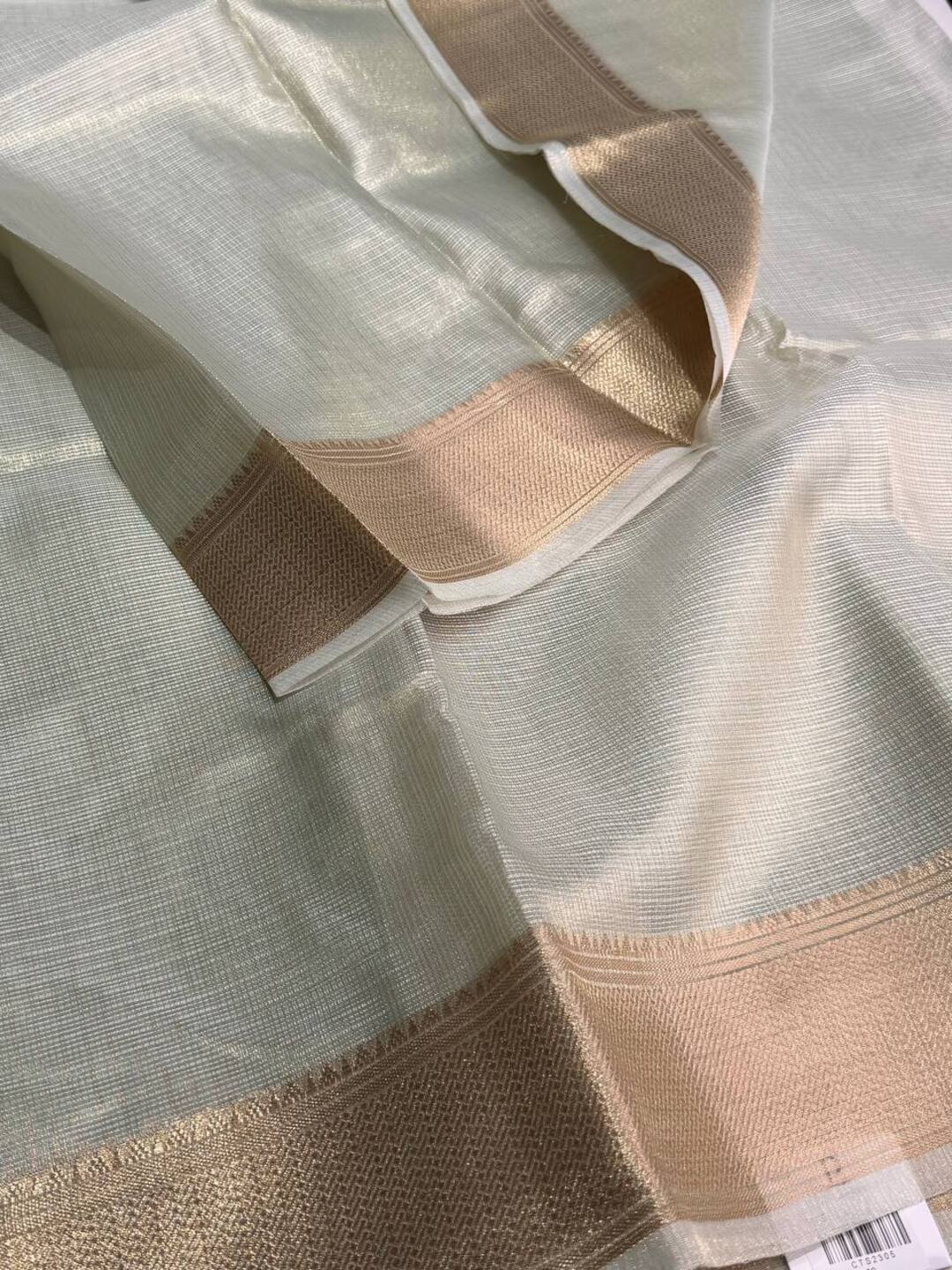 Pastel Blue Tissue Cotton Silk Saree