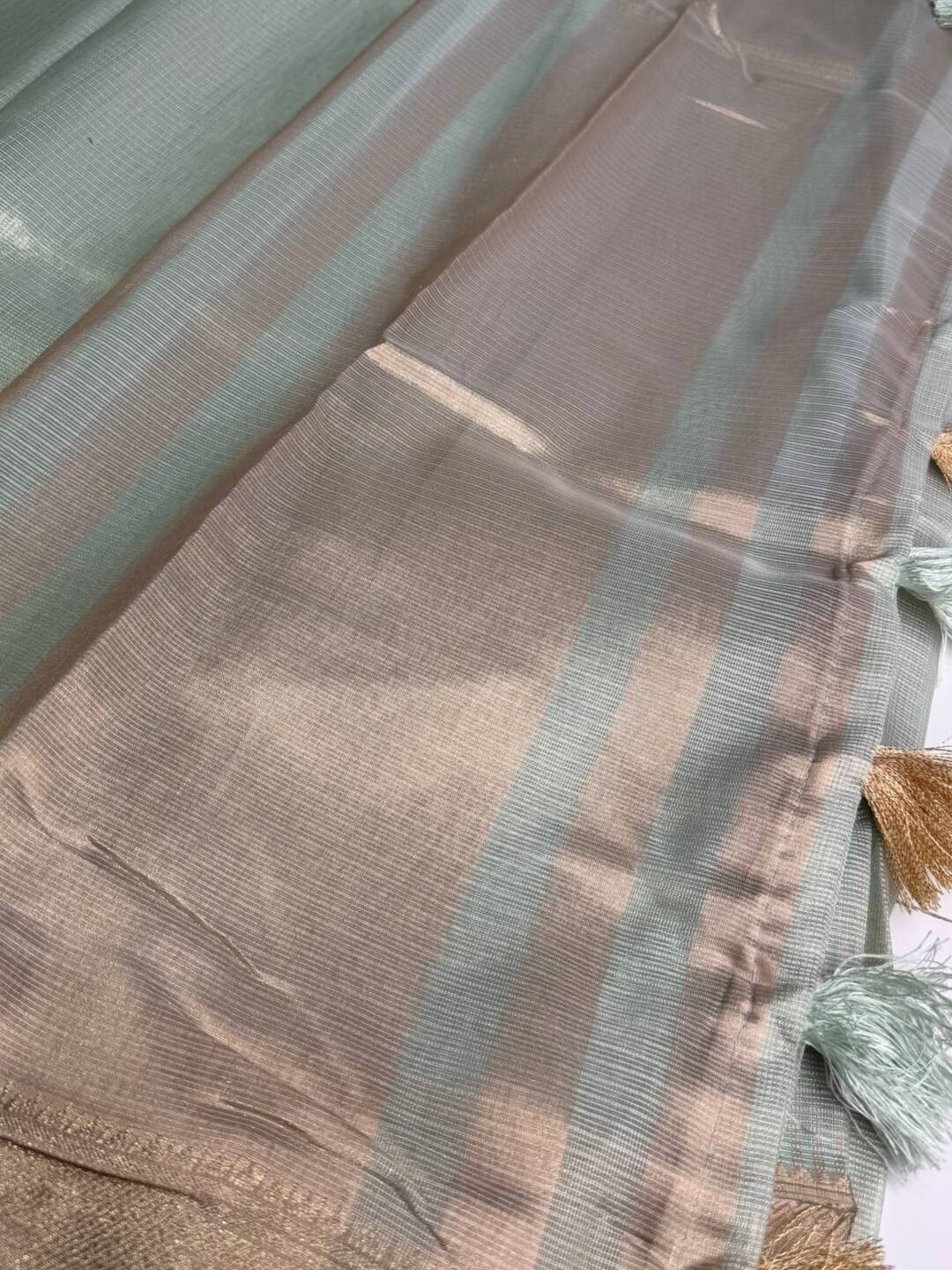 Pastel Blue Tissue Cotton Silk Saree