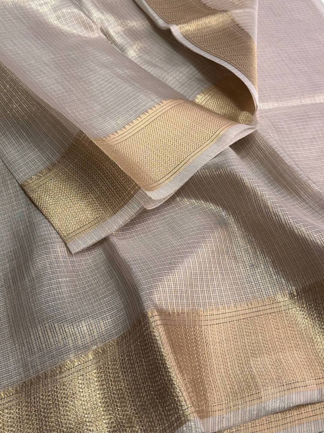 Silver Tissue Cotton Silk Saree