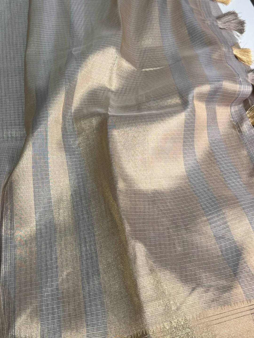 Silver Tissue Cotton Silk Saree