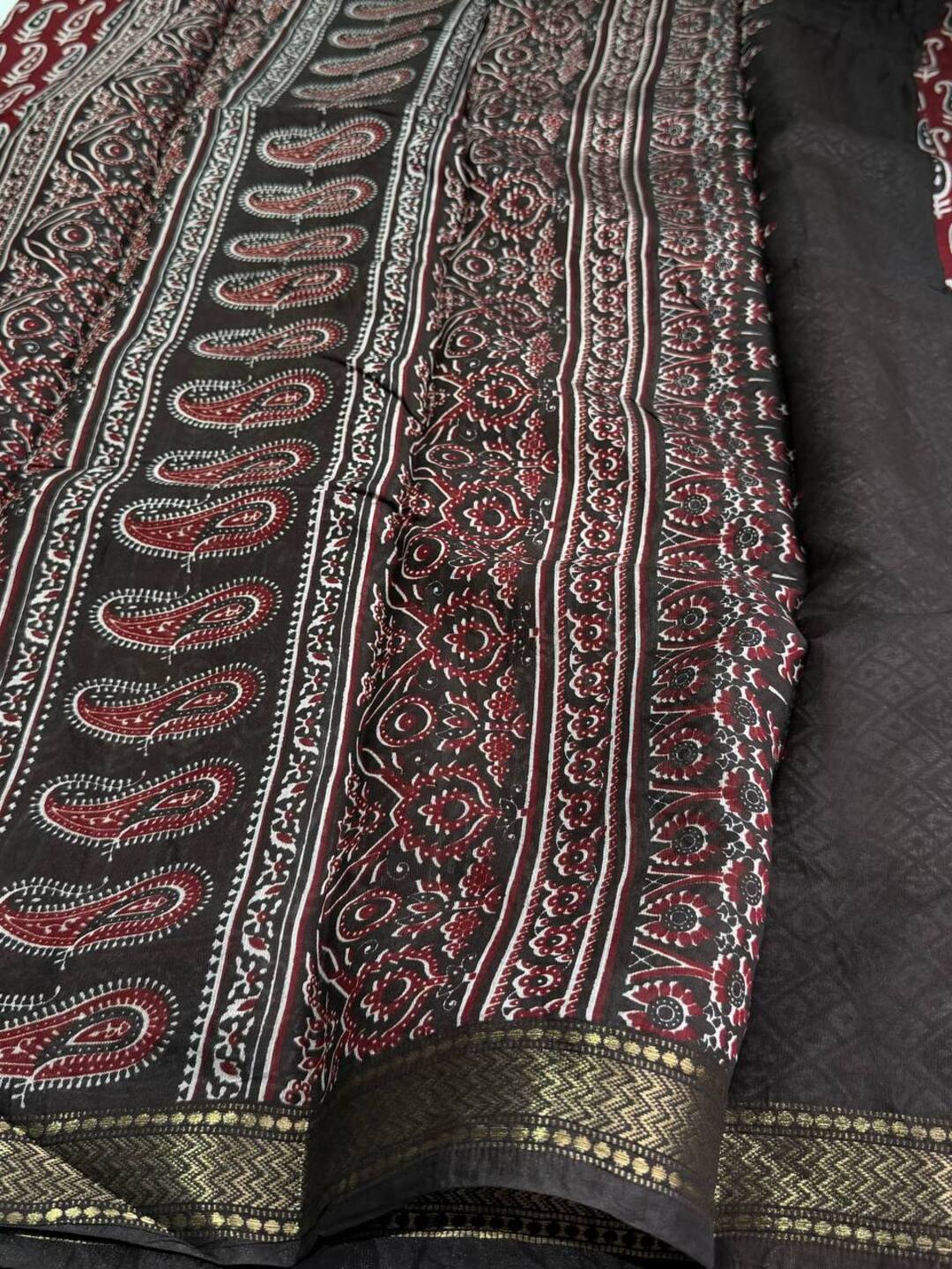 Maroon Printed Soft Cotton Saree