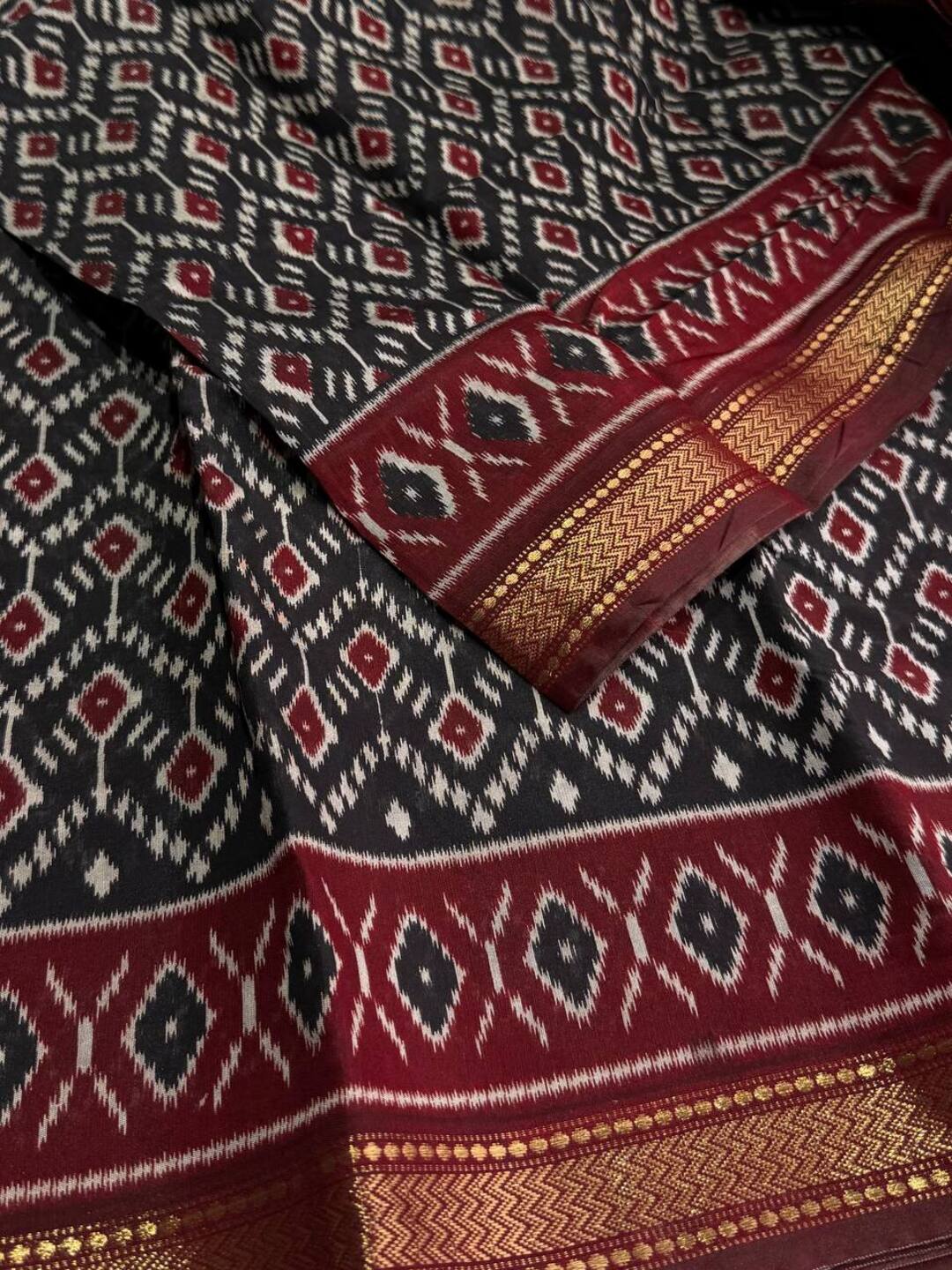 Black Printed Soft Cotton Saree