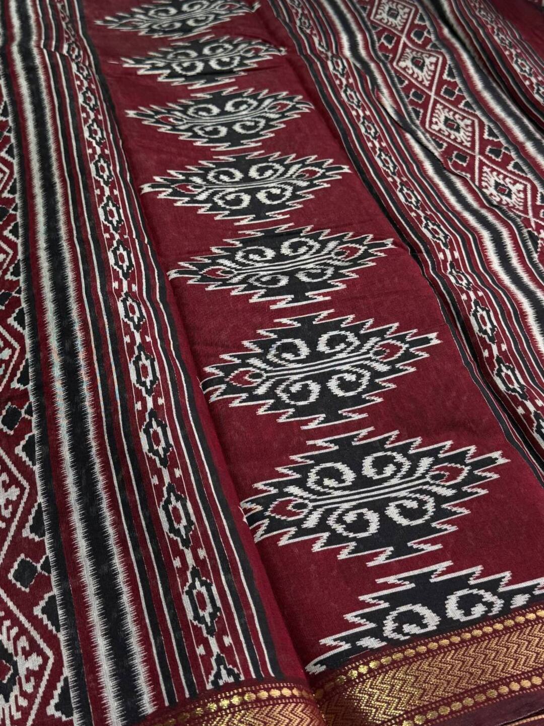 Black Printed Soft Cotton Saree