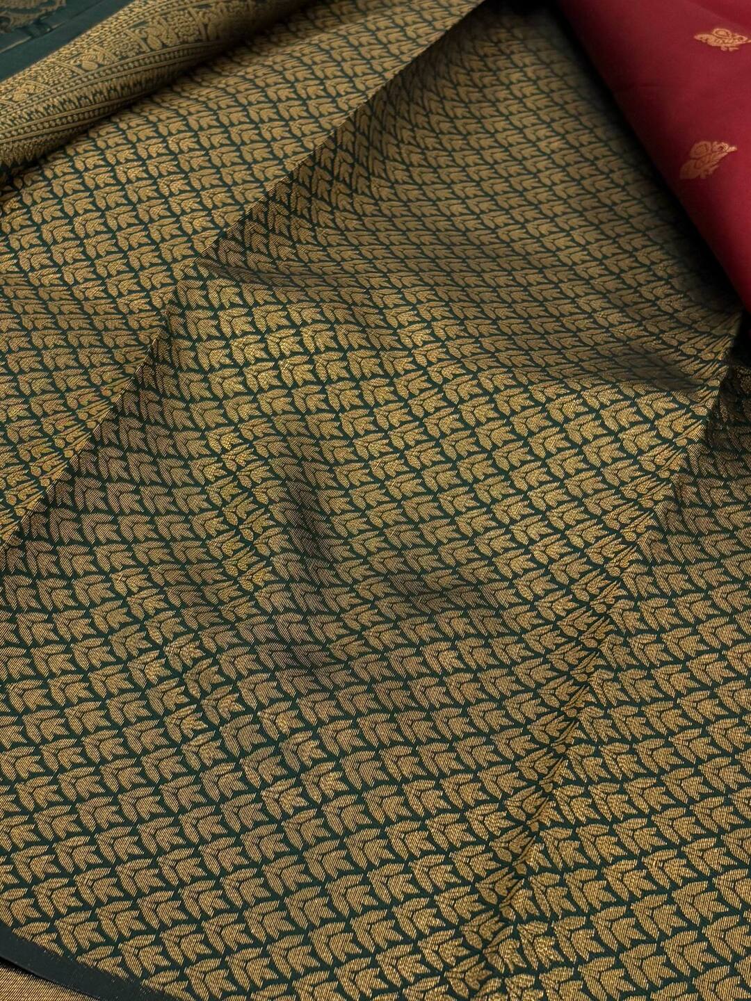 Cherry Red Cotton Silk Saree