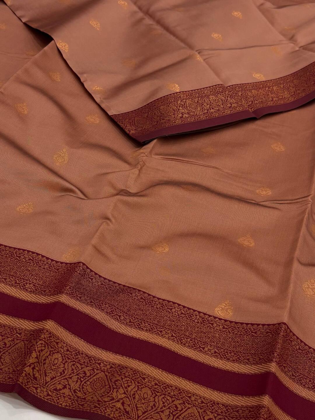 Rose Gold Cotton Silk Saree