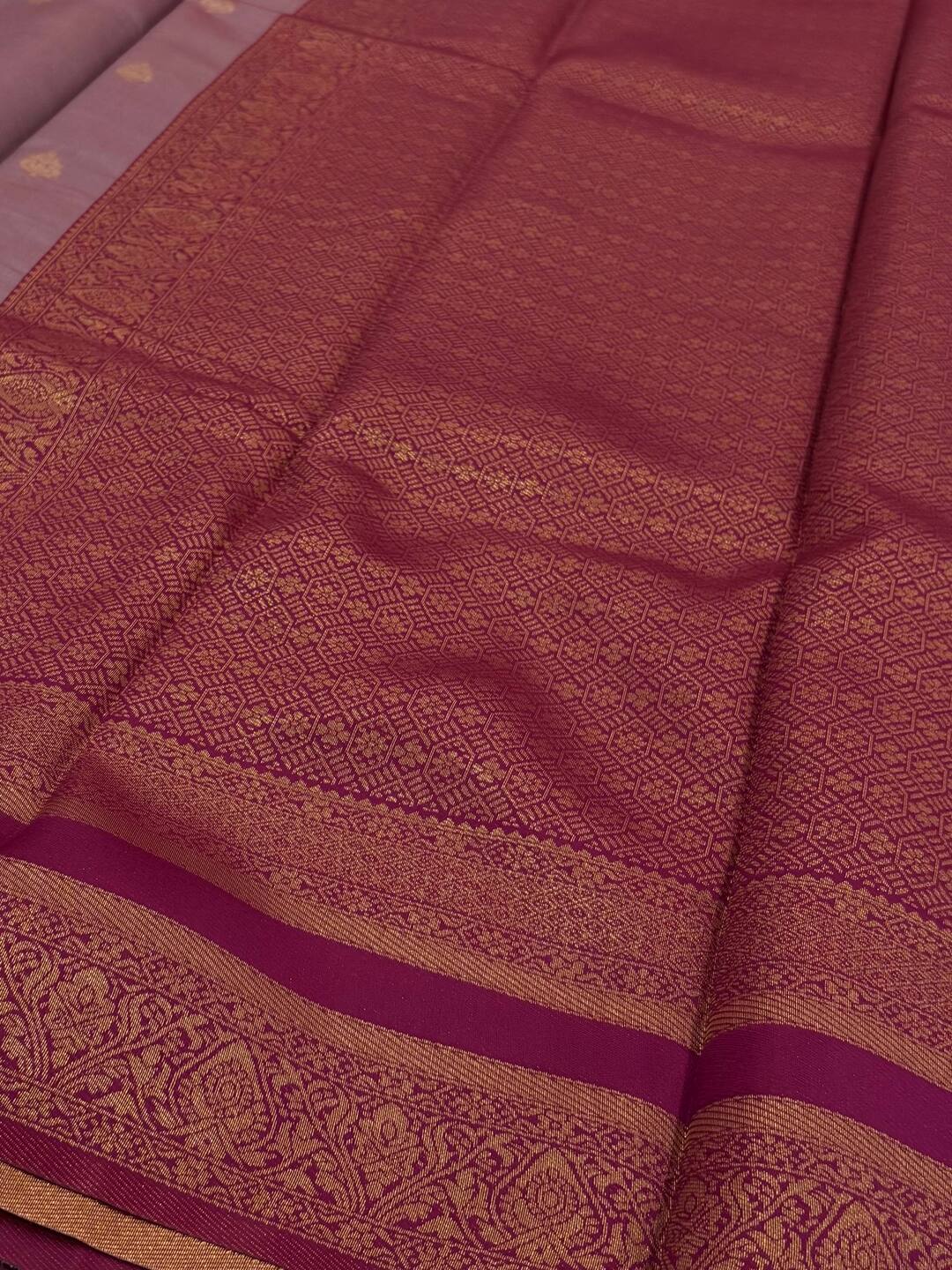 Bluish Purple Cotton Silk Saree