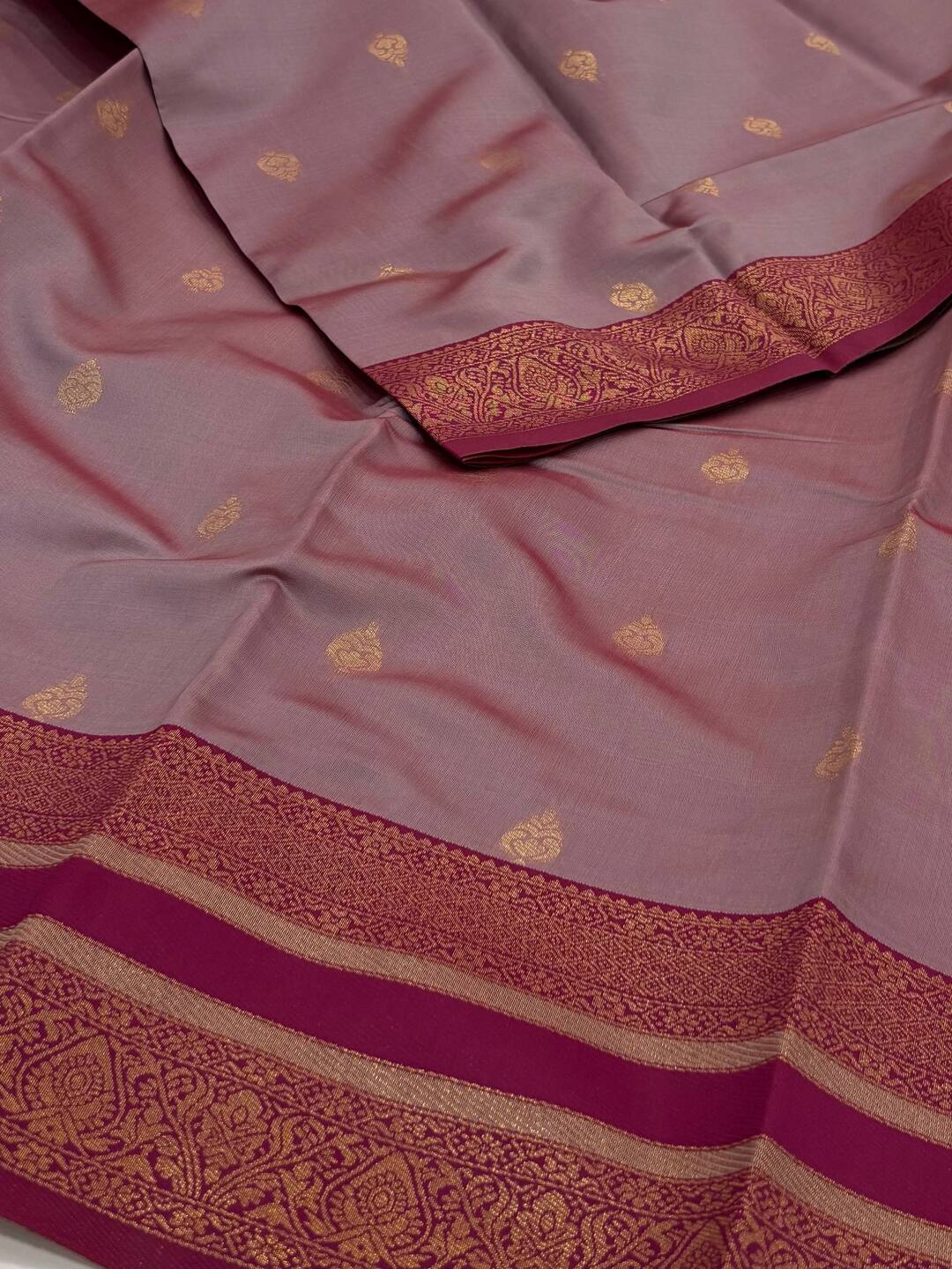 Bluish Purple Cotton Silk Saree
