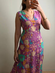 Purple Floral 2pc Kurti Suit