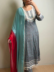 Baby Blue 3pc Anarkali Suit