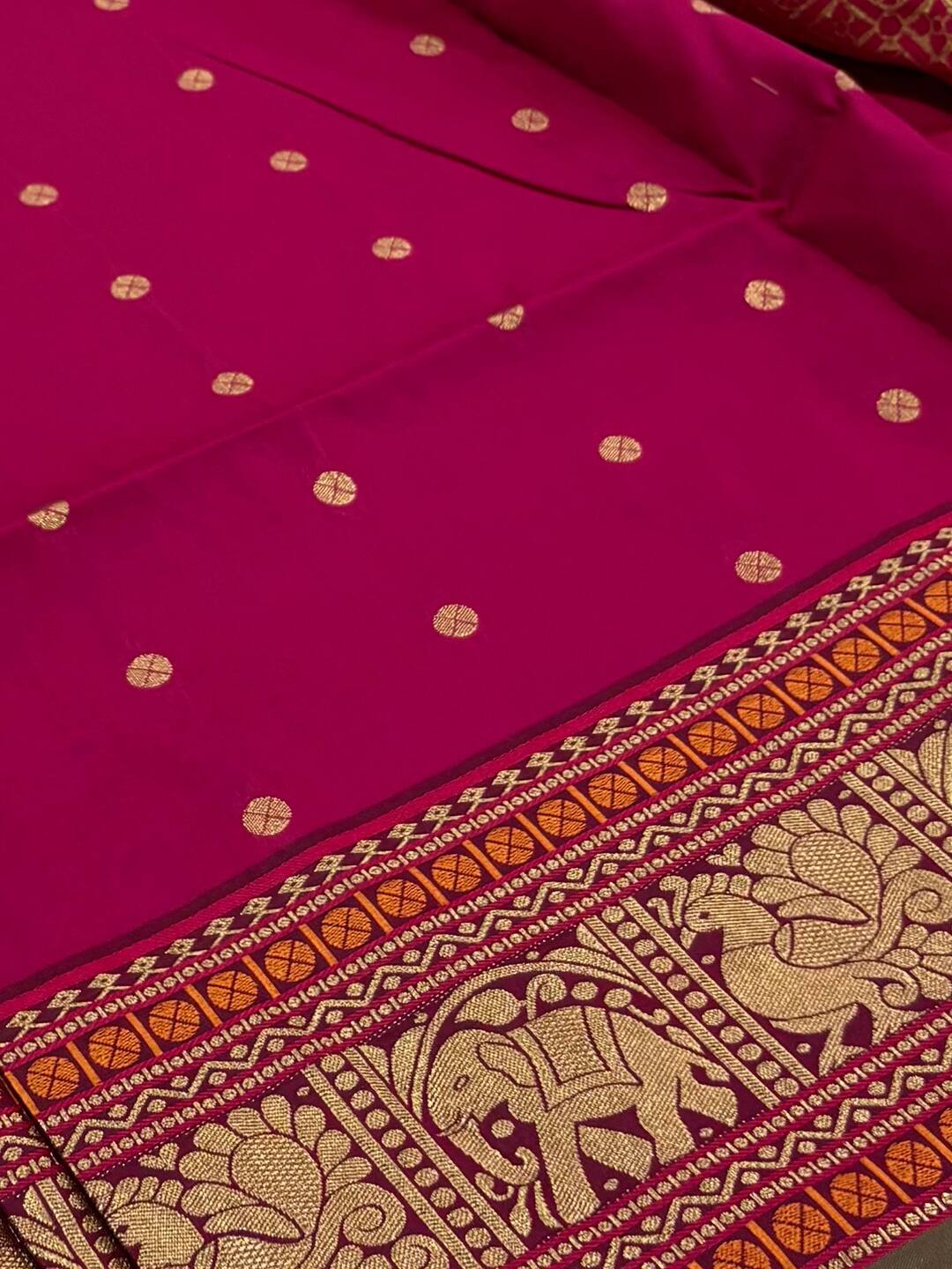 Hot Pink Cotton Silk Saree