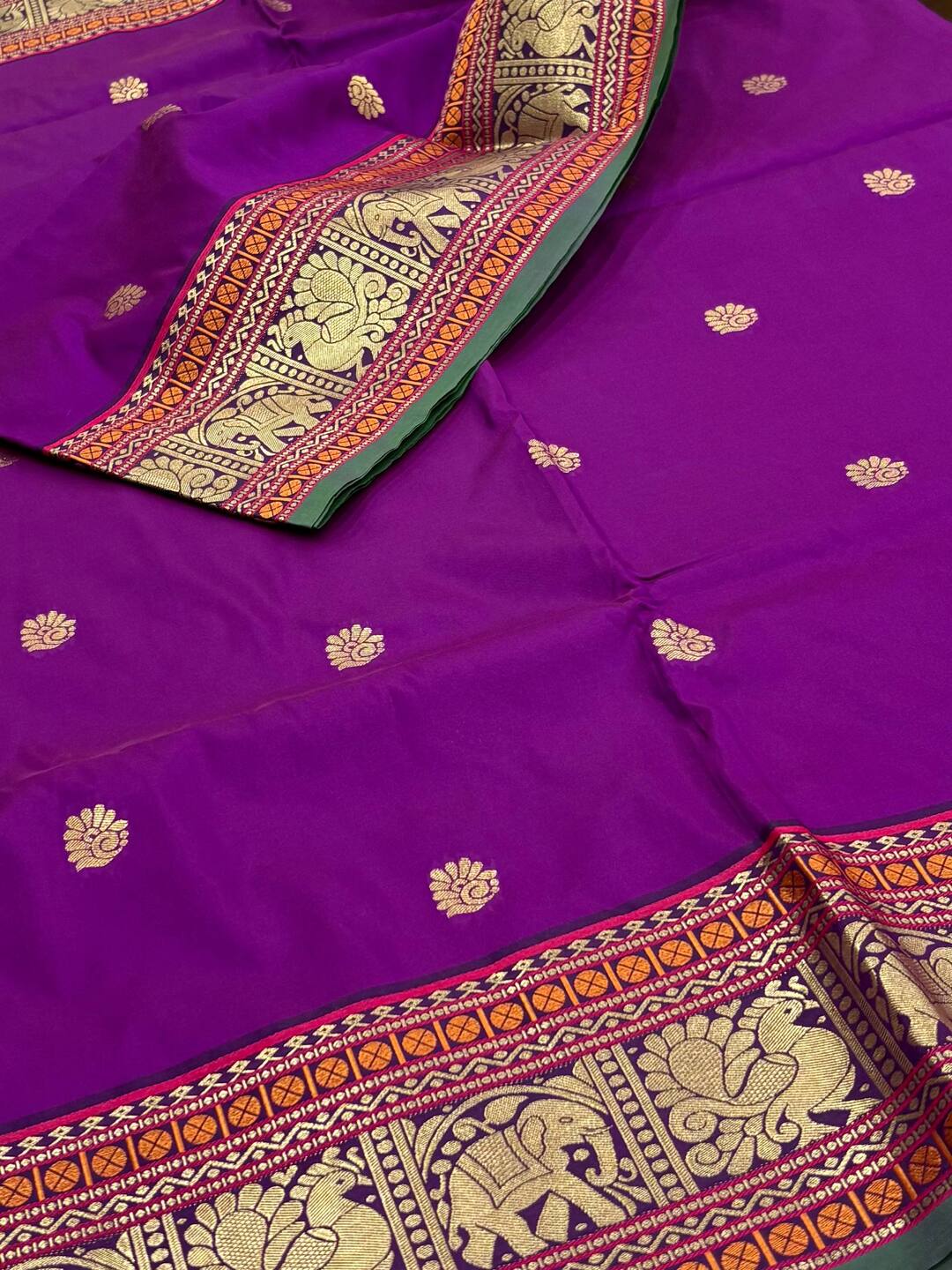 Violet Purple Cotton Silk Saree