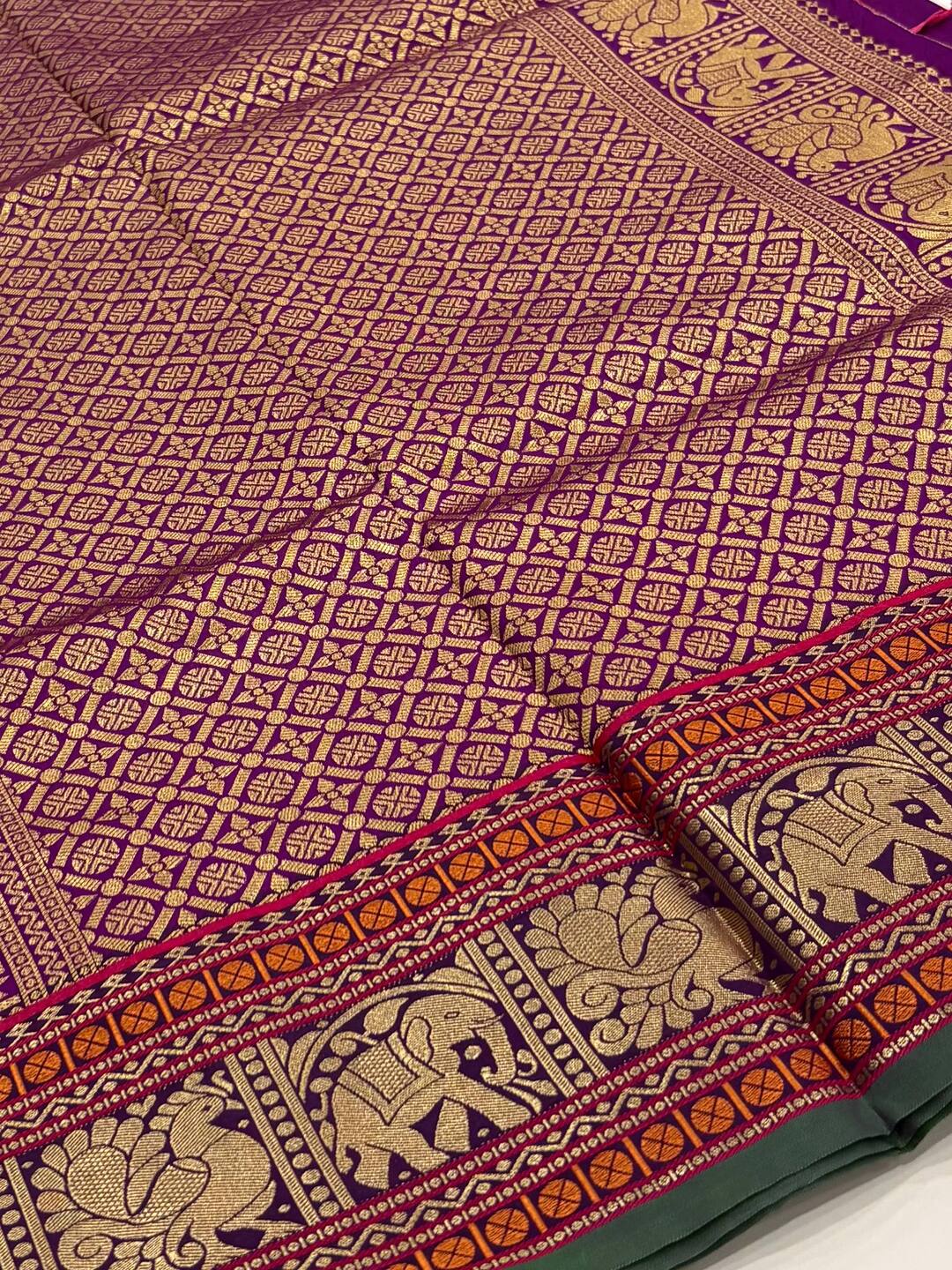 Violet Purple Cotton Silk Saree