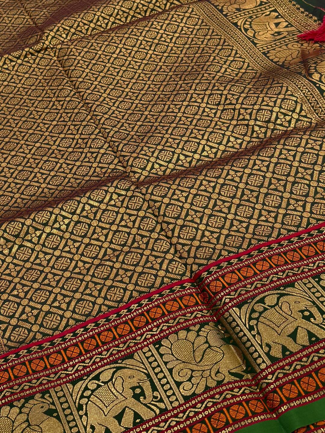 Emerald Green Cotton Silk Saree
