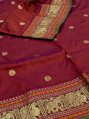 Dual Tone Cherry Red Cotton Silk Saree