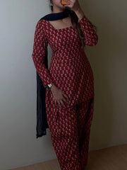 Rust Orange Farshi Set With Corset String