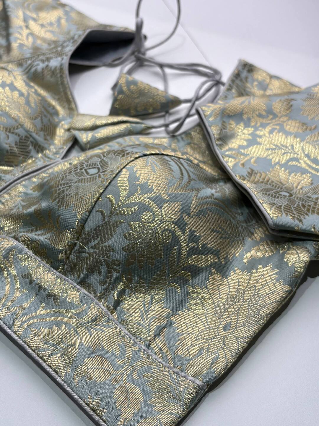 Grey Organza Readymade Blouse