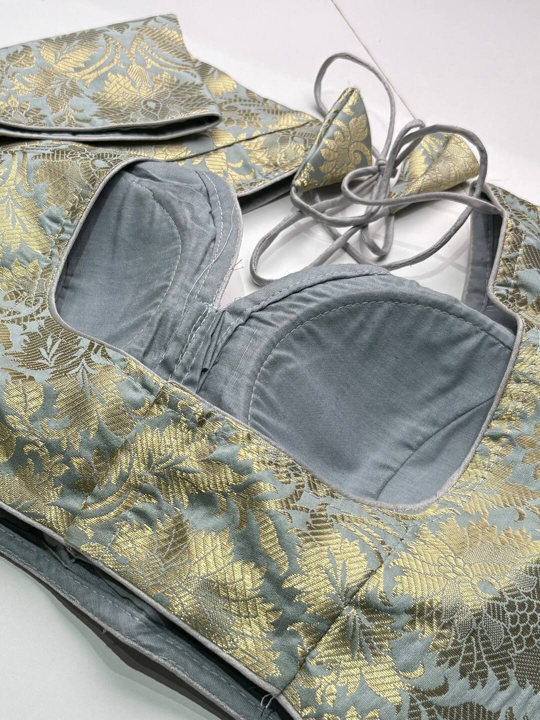 Grey Organza Readymade Blouse