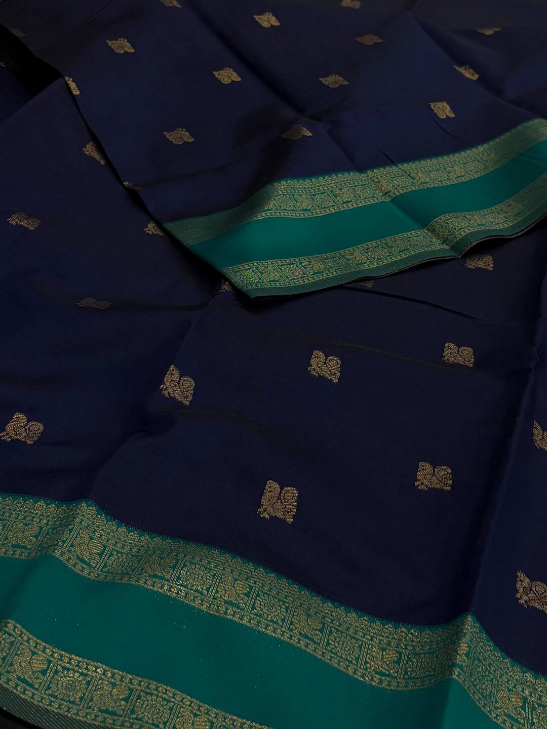 Navy Blue Cotton Silk Saree