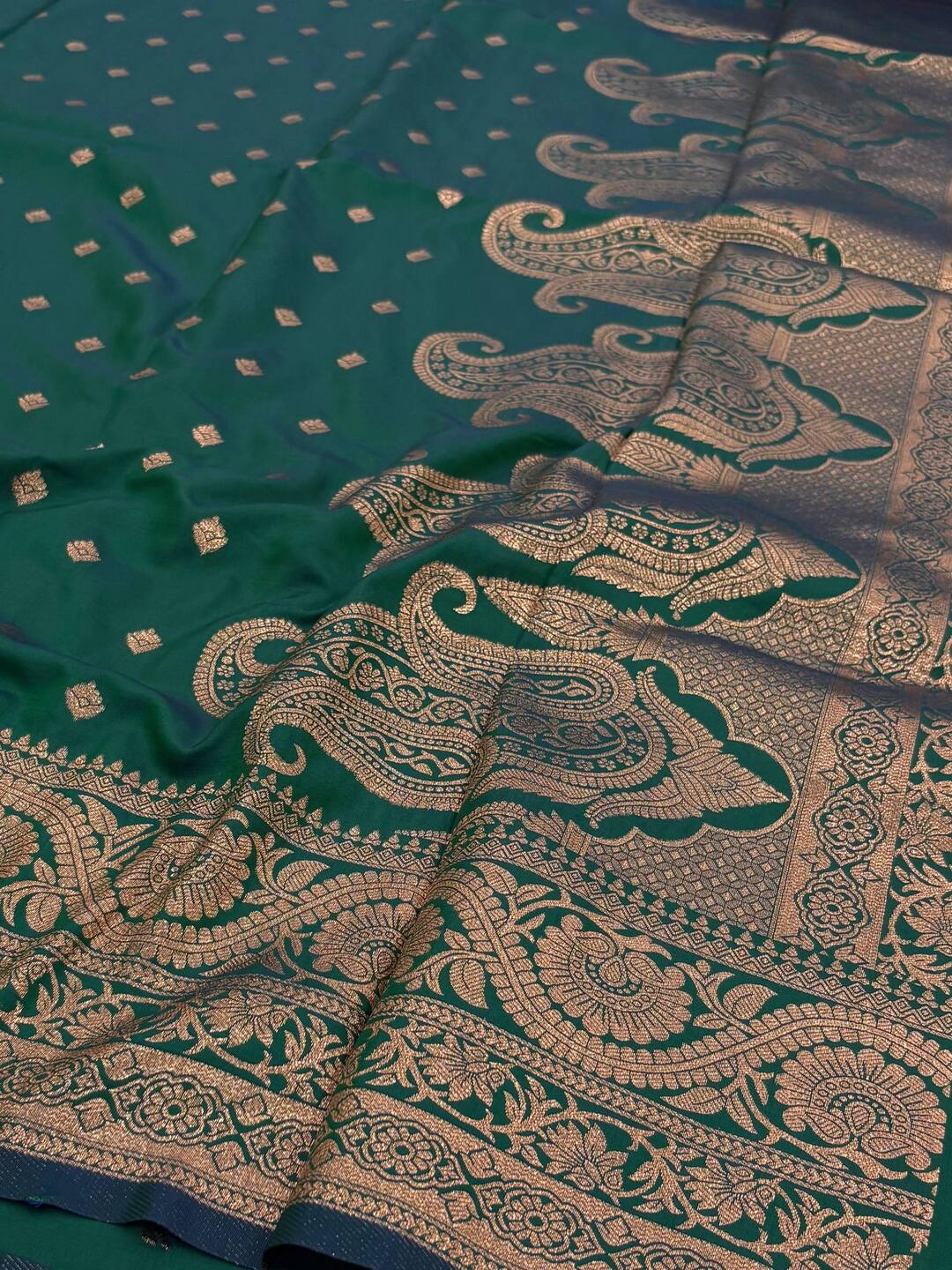 Peacock Green Cotton Silk Saree