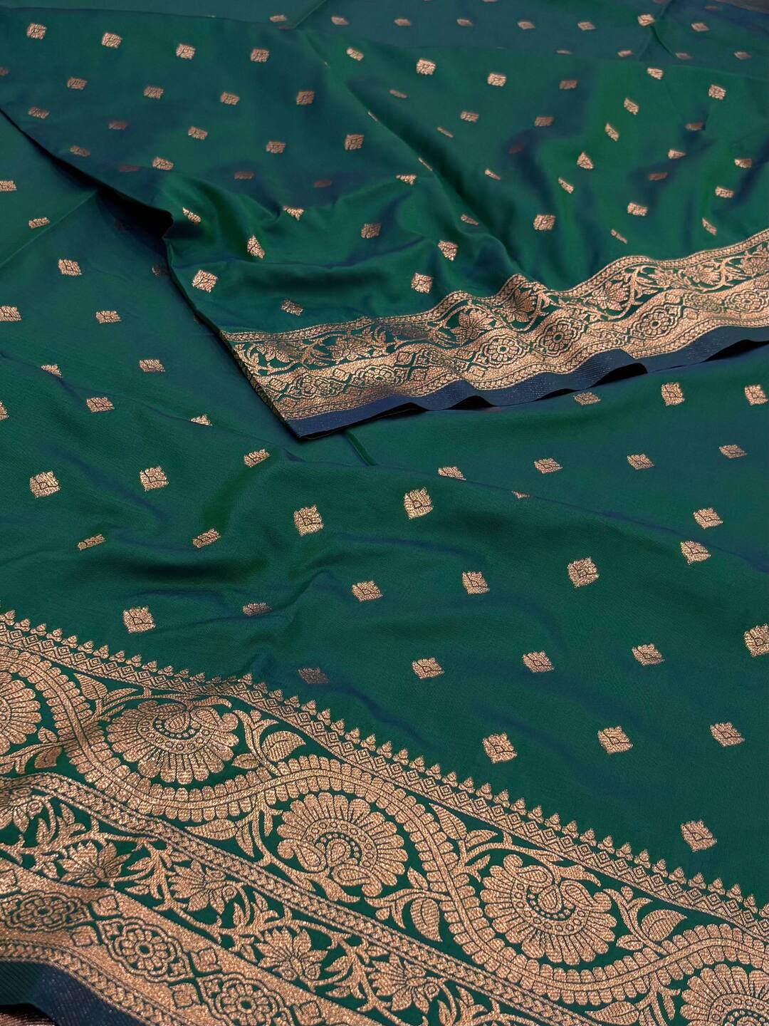 Peacock Green Cotton Silk Saree