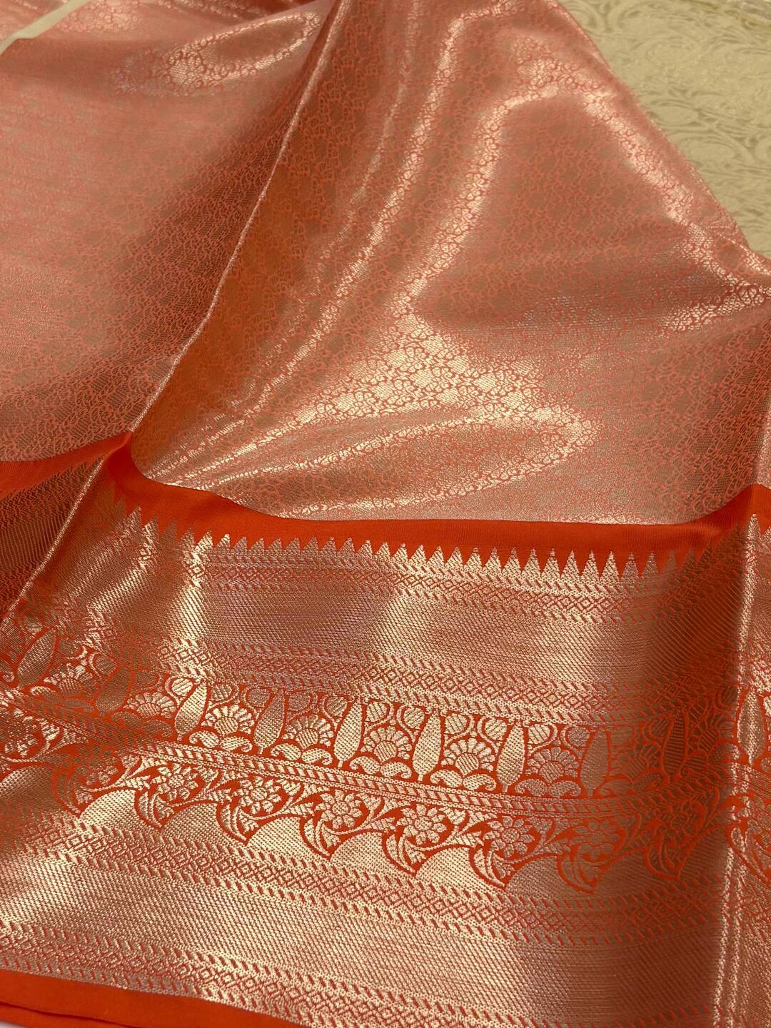 Golden Off White Banaras Tissue Cotton Silk Saree