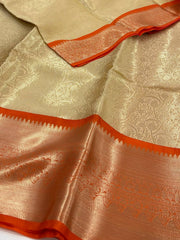 Golden Off White Banaras Tissue Cotton Silk Saree